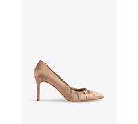 Lk Bennett Womens Bro-mocha Florena Pleated Heeled Satin Courts Eur 40 / 7 Uk Women