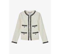 Lk Bennett Womens Cre-cream Charlie Collarless Tweed Jacket 6