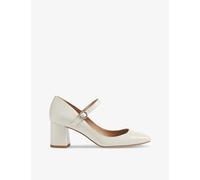 Lk Bennett Womens Cre-ecru Winter Heeled Patent-leather Mary-jane Pumps Eur 40 / 7 Uk Women