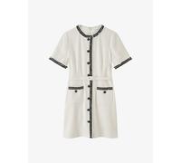 Lk Bennett Womens Cre-ivory Charlie Fluffy-trim Boucle Mini Dress 10