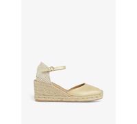 Lk Bennett Womens Gol-gold Marissa Wedge-heel Leather Espadrilles Eur 40 / 7 Uk Women