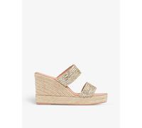 Lk Bennett Womens Gol-gold Renlee Woven-strap Leather Mules Eur 40 / 7 Uk Women