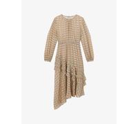 Lk Bennett Womens Mul-multi Bea Block-print Asymmetric-hem Silk Midi Dress 14