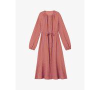 Lk Bennett Womens Mul-orange Sophie Ruffle-trim Gingham Cotton Midi Dress 10