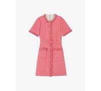 Lk Bennett Womens Pin-blush Allie Round-neck Belted-waist Tweed Mini Dress 10