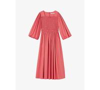 Lk Bennett Womens Pin-rose Calister Puff-sleeve Smocked Cotton Midi Dress 20