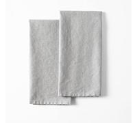 LK PureLife 100% Pure Flax Linen Kitchen Towels-20x27 Inch-Stonewashed Flax Linen-Extra Soft Quick Dry for Tea Towels Dish Towels Hand Towels-Set of 2-Grey
