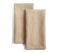 LK PureLife 100% Pure Flax Linen Kitchen Towels-20x27 Inch-Stonewashed Flax Linen-Extra Soft Quick Dry for Tea Towels Dish Towels Hand Towels-Set of 2-Beige Gold