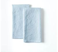 LK PureLife 100% Pure Flax Linen Kitchen Towels-20x27 Inch-Stonewashed Flax Linen-Extra Soft Quick Dry for Tea Towels Dish Towels Hand Towels-Set of 2-Light Blue