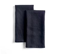 LK PureLife 2 Pack Kitchen Towels 100% Pure Washed Linen Super Soft Quick Dry Tea Towels, Dish Towels, Hand Towels, 50 x 68 cm, Black