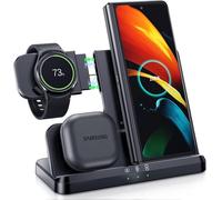 LK Wireless Charger for Samsung 3 in 1 Wireless Charging Station Compatible for Galaxy Watch 7/6/5/4/3/Active 2/1 Galaxy Buds 3/3 Pro Z Flip Fold 6/5/4 Samsung S24 S23 S22 S21 Ultra Plus FE Note 20