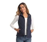 LK Women's Padded Vest, Stand Collar Lightweight Zip Quilted Gilet Dark Blue L
