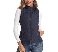 LK Women's Padded Vest, Stand Collar Lightweight Zip Quilted Gilet Dark Blue XL