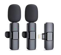 LKA Products Dual Wireless Lavalier Microphone for iPhone, iPad - Professional Omnidirectional Recording Mic for Interview, Voiceover, Video Podcast, Vlog, YouTube, Video Conferencing, Live Streaming