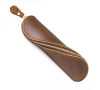 LKAMCBZMF Leather Pen Pouch, Leather Stationery Pouch Multicolor 200x60mm for Students Artists Office(Bruin)