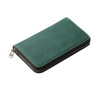 LKAMCBZMF Leather Pen Pouch, Leather Zip Pencil Case 18x10.5x2.5cm Multicolor(Dark Green)