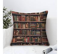 LKBASOEGD 3D Printed Bookshelf Square Pillowcases Square Throw Pillow Garden Cushion Super Soft Pack of 1 for Home Couch Sofa Decorative, Gifts 50x50cm