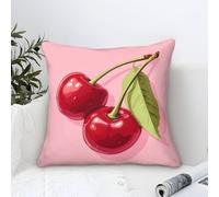 LKBASOEGD 3D Printed Cherry Throw Pillow Covers Pillow Case Cushion Decorative Super Soft Pack of 1 Home Decor for Sofa Bedroom 50x50cm
