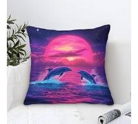 LKBASOEGD 3D Printed Dolphin Throw Pillow Covers Square Cushion Cover Garden Cushion Super Soft Pack of 1 for Sofa Couch Bed 50x50cm