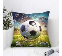 LKBASOEGD 3D Printed Football Square Pillowcases Square Throw Pillow Decorative Super Soft Pack of 1 for Home Couch Sofa Decorative, Gifts 45x45cm