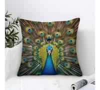 LKBASOEGD 3D Printed Peacock Square Pillowcases Square Throw Pillow Garden Cushion Super Soft Pack of 1 for Patio,Couch, Tent, Balcony And Sofa 45x45cm