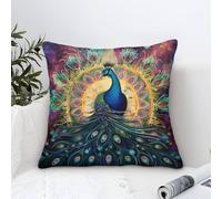 LKBASOEGD 3D Printed Peacock Square Pillowcases Throw Pillow Case Decorative Super Soft Pack of 1 for Sofa Couch Bed 50x50cm