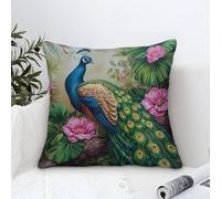 LKBASOEGD 3D Printed Peacock Throw Pillow Covers Pillow Case Cushion Garden Cushion Super Soft Pack of 1 Home Decor for Sofa Bedroom 45x45cm