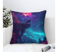 LKBASOEGD 3D Printed Wolf Throw Pillow Covers Square Throw Pillow Decorative Super Soft Pack of 1 for Home Couch Sofa Decorative, Gifts 45x45cm