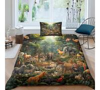 LKBASOEGD Jungle Animals Duvet Cover 3 PCS Hotel Quality Quilt Cover Bedding Sets Bed Covers with Pillowcases with Zipper Closure Ultra Soft Anti Allergic Microfiber Single（135x200cm）