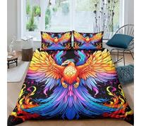 LKBASOEGD Phoenix 3D Printed Duvet Cover SetQuilt Cover Easy Care Bed Linen Soft Cosy 3 Pcs Bedding Sets Pillowcases for Kid Teens Boys And Girls Man Double（200x200cm）