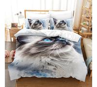 LKBASOEGD Ragdoll 3D Printed Quilt Cover Set 3 Pieces Bed Duvet Set Soft Microfiber with Zipper Closure，Pillowcases for Teens And Adults Single（140x200cm）
