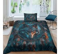LKBASOEGD Wolf Duvet Cover Set 3 PCS Hotel Quality Quilt Cover Bedding Set Bed Covers with Pillowcases with Zipper Closure Breathable Stylish Comforter Single（135x200cm）