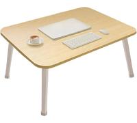 LKBBC Folding Lap Desk for Bed, 23.6 Inch Portable Laptop Stand for Couch, Bed & Floor | Bed Tray Table for Eating, Writing, Reading | Foldable Sturdy Laptop Desk for Adults, Oak