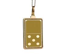 LKBEADS 0-5 Domino Tile Engraving Pendant Necklace Made In 925 Sterling Silver Gold Plated Charm With 18 "Cable Chain Handmade Jewelry For Men Women |LKD_EGP_00302