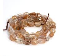 LKBEADS 0896 Natural Copper rutilated Quartz Crystal Pebble Chips Loose Gemstone Beads 16" Size: 6mm