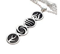 LKBEADS 925 Sterling Silver 4 Elements Minimalist Pendant Necklace In Fancy Shape With 18 Inch Cable Chain Silver Plated Charm Meaningful Jewelry |LKD_3DM_00596