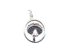 LKBEADS 925 sterling silver agaric mushroom necklace hunter houby forager foraging picking charm petite fairytale pendant small delicate dainty | with 18 inch chain |silver plated |LK_PNK_02947