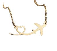 LKBEADS 925 Sterling Silver Airplane Minimalist Pendant Necklace In Fancy Shape With 18 Inch Cable Chain Gold Plated Charm Meaningful Jewelry |LKD_3DM_00661