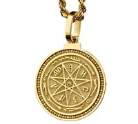 LKBEADS 925 Sterling Silver Amor Fati, Stoic Philosophy Engraved Round 28mm Pendant Necklace Gold Plated Charm For Men & Women With 18 Inch Cable Handmade Jewelry |LK_ENGP_0108