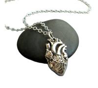 LKBEADS 925 sterling silver anatomic heart necklace realistic anatomical charm body part pendant gift medical doctor nurse dr gift science jewelry| with 18 inch chain |silver plated |LKGP_02677