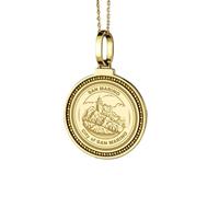LKBEADS 925 Sterling Silver April Birth Flower Engraved Round 28mm Pendant Necklace Silver Plated Charm For Men & Women With 18 Inch Cable Handmade Jewelry |LK_ENGP_0115