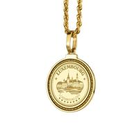 LKBEADS 925 Sterling Silver Azrael Seal Archangel Sigil Engraved Round 28mm Pendant Necklace Gold Plated Charm For Men & Women With 18 Inch Cable Handmade Jewelry |LK_ENGP_0512