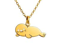 LKBEADS 925 Sterling Silver Baby Seal Minimalist Pendant Necklace In Fancy Shape With 18 Inch Cable Chain Gold Plated Charm Meaningful Jewelry |LKD_3DM_00321