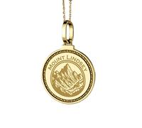 LKBEADS 925 Sterling Silver Budapest Skyline City Engraved Round 28mm Pendant Necklace Gold Plated Charm For Men & Women With 18 Inch Cable Handmade Jewelry |LK_ENGP_0645