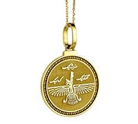 LKBEADS 925 Sterling Silver Buddha Spiritual Zen Engraved Round 28mm Pendant Necklace Gold Plated Charm For Men & Women With 18 Inch Cable Handmade Jewelry |LK_ENGP_0066