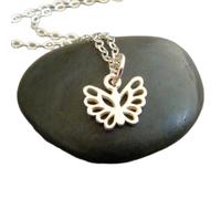 LKBEADS 925 sterling silver butterfly necklace petite insect charm dainty delicate decorative wings jewelry everyday nature enthusiast gift her| with 18 inch chain |silver plated |LKGP_03165