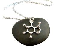 LKBEADS 925 sterling silver caffeine molecule chain necklace coffee love java chemist chemistry science medical dr nurse molecular biologist| with 18 inch chain |silver plated |LKGP_02681