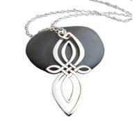 LKBEADS 925 sterling silver celtic knot infinity necklace double knots pendant small statement pattern simple modern jewelry contemporary gift | with 18 inch chain |silver plated |LK_PNK_02668