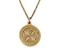 LKBEADS 925 Sterling Silver Celtic Knot Necklace Gold Plated |LK_NLC_01605 | 22mm round medallion pendant with 18 inch cable chain symbolic heritage jewelry gift for men women