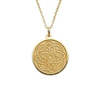 LKBEADS 925 Sterling Silver Celtic Knot Pendant Necklace Gold |LK_NLC_01486 | plated 22mm round endless knot medallion with 18 inch cable chain symbolic jewelry gift